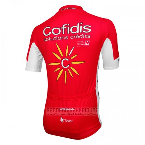 2016 Fahrradbekleidung Cofidis Rot und Wei Trikot Kurzarm und Tragerhose